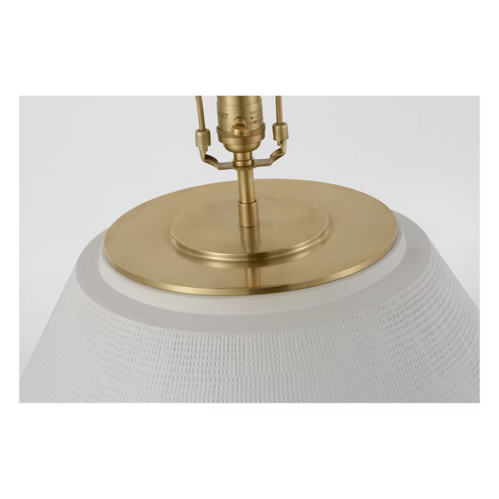 LAMP TABLE PLASTER WHITE W/ LINEN SHADE 23"H