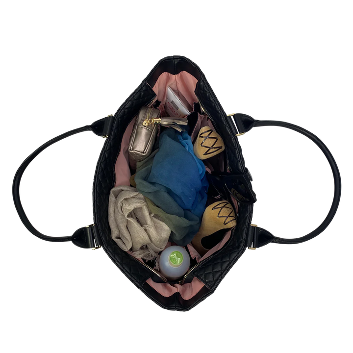 TOTE BAG TRAVEL BLACK QUILTED