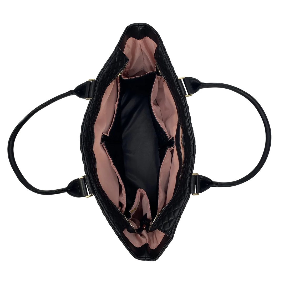 TOTE BAG TRAVEL BLACK QUILTED