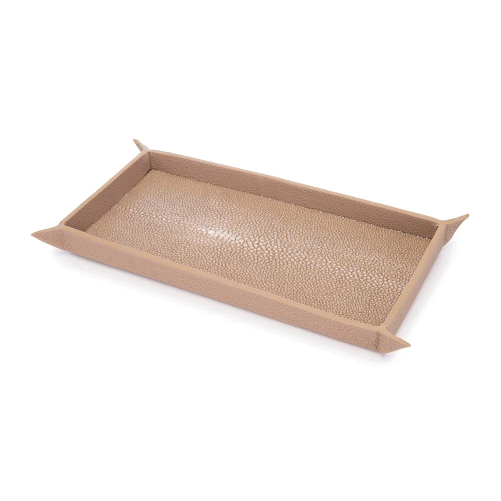 TRAY VALET TAUPE SHAGREEN/TAN LEATHER