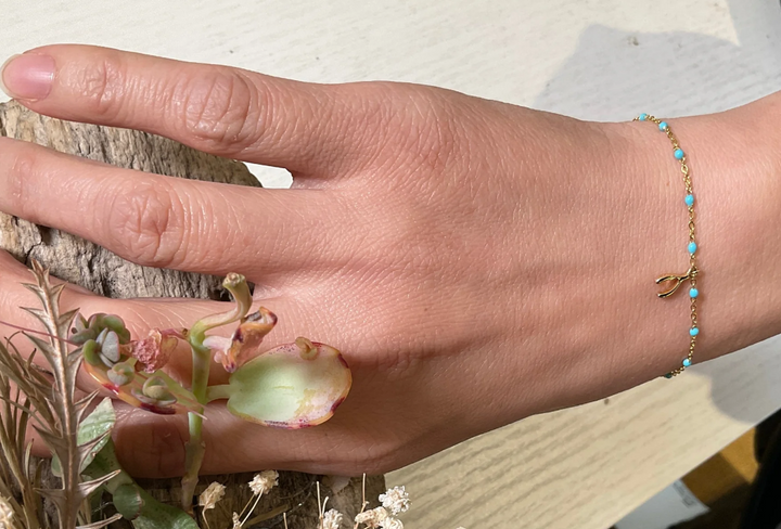 BRACELET TURQUOISE WITH WISHBONE #75236