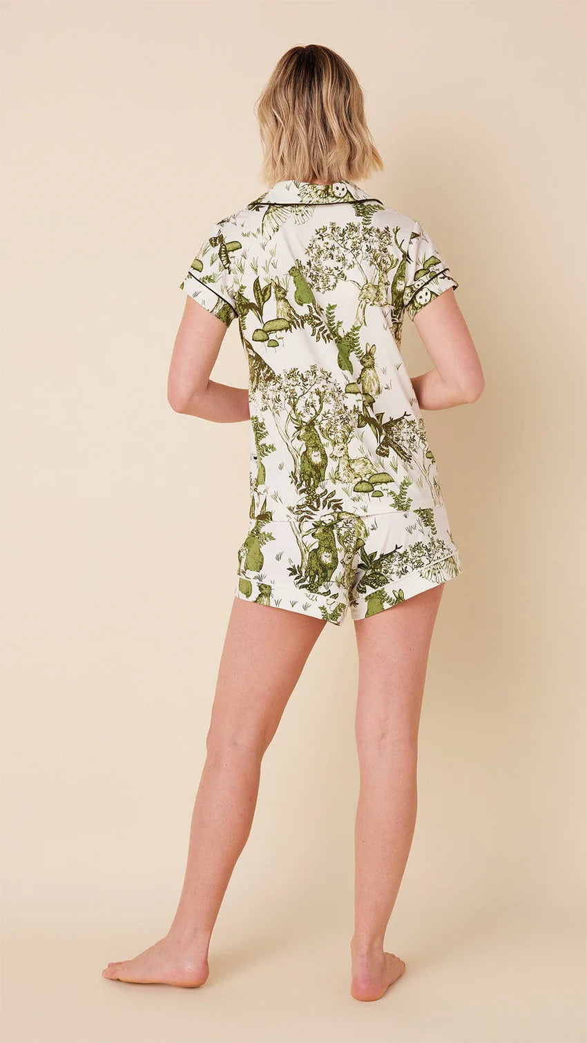 PAJAMA SHORT SET WOODSIDE PIMA KNIT WHITE