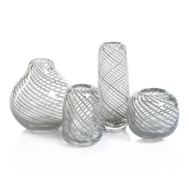 VASE CLEAR SEA GREEN SWIRL