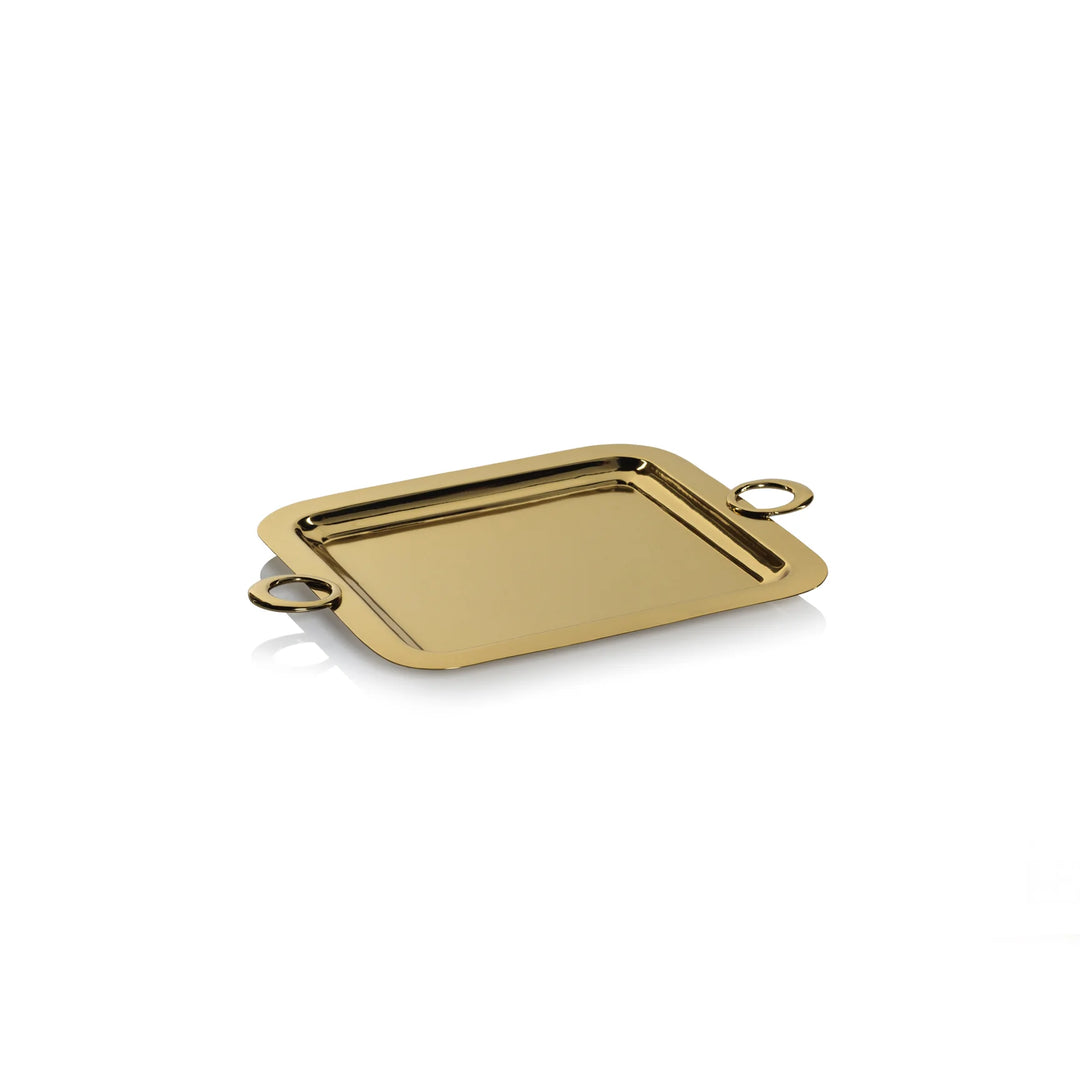 TRAY SERVING POLISHED BRASS GOLD