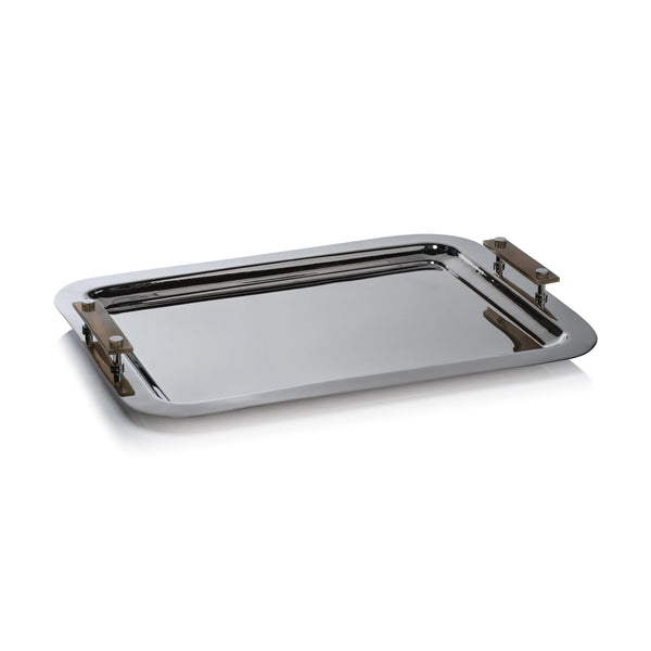 TRAY SERVING STEEL WITH HORN HANDLES