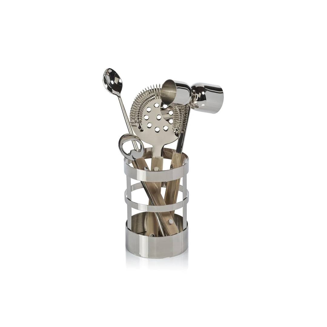 BAR TOOL SET 5 PIECE STAINLESS STEEL HORN