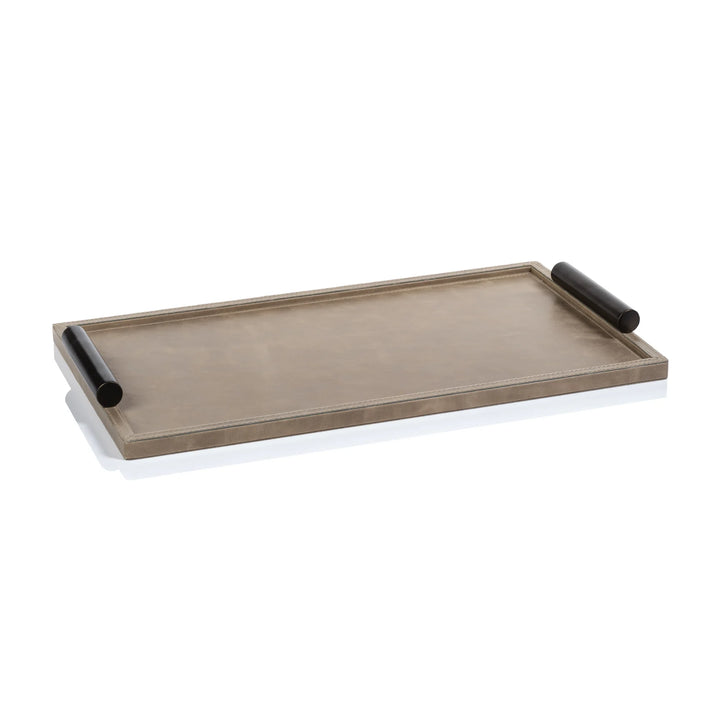 TRAY MINK LEATHER WITH METAL HANDLES