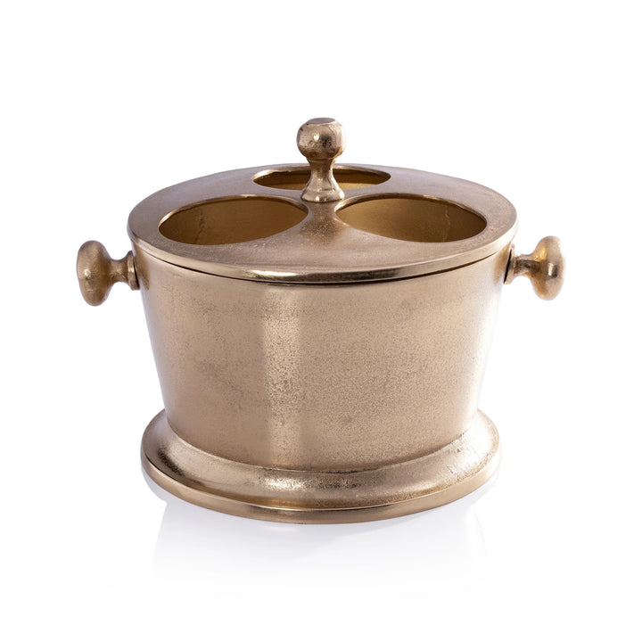 WINE HOLDER 3-BOTTLE RAW ALUMINUM GOLD