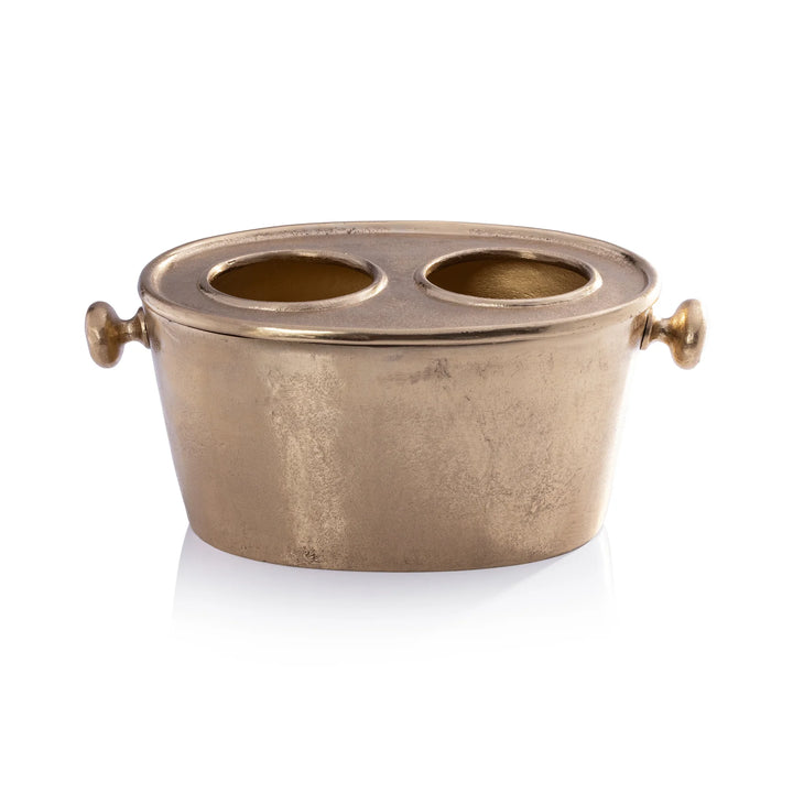 WINE HOLDER 2-BOTTLE RAW ALUMINUM GOLD