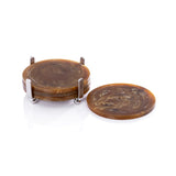 COASTERS NICKEL WITH AMBER ACCENT S/4