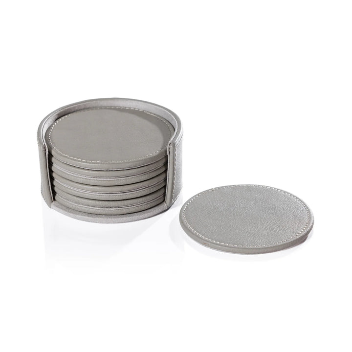 COASTERS LEATHER GRAY S/8