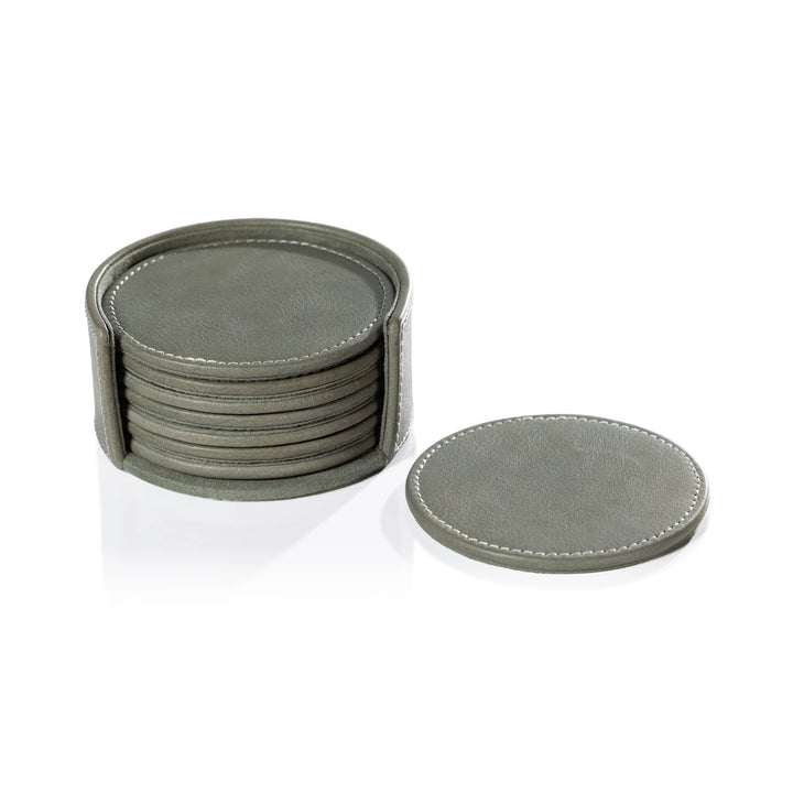 COASTERS LEATHER SAGE S/8