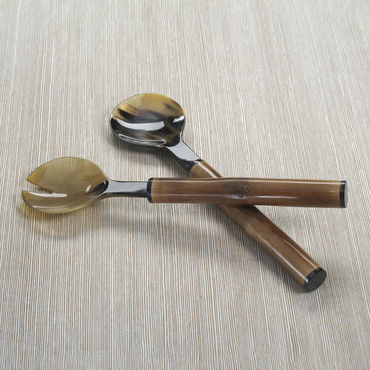 SALAD SERVER BAMBOO & HORN S/2