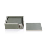 COASTERS LEATHER SAGE AND GRAY S/4