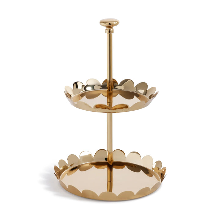 TRAY 2 TIER SCALLOPED ALLOY