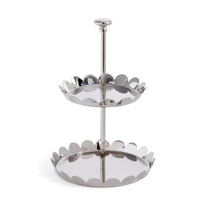 TRAY 2 TIER SCALLOPED ALLOY