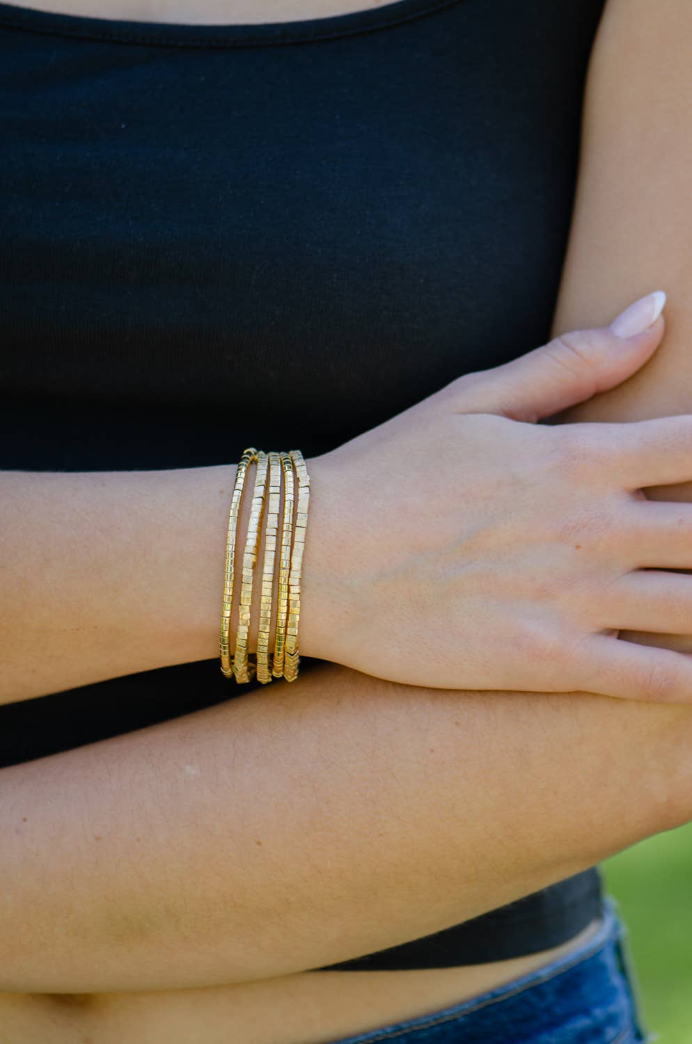 BRACELET GOLD SMALL CUBIC BEADS