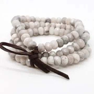 BRACELET FACETED WHITE CRAZY LACE AGATE