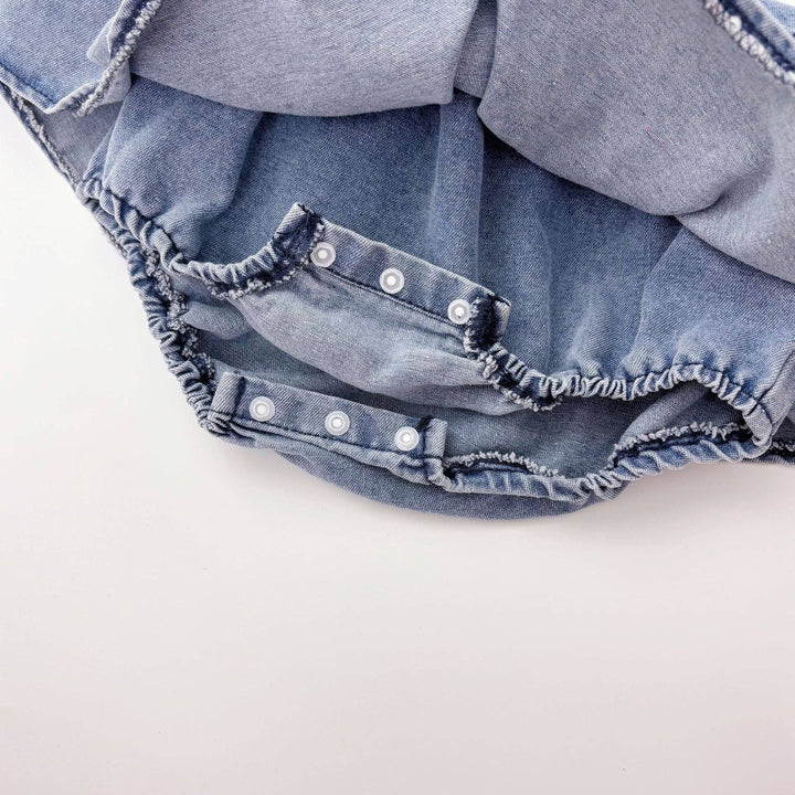 ROMPER SLEEVELESS DENIM PLEATED DRESS