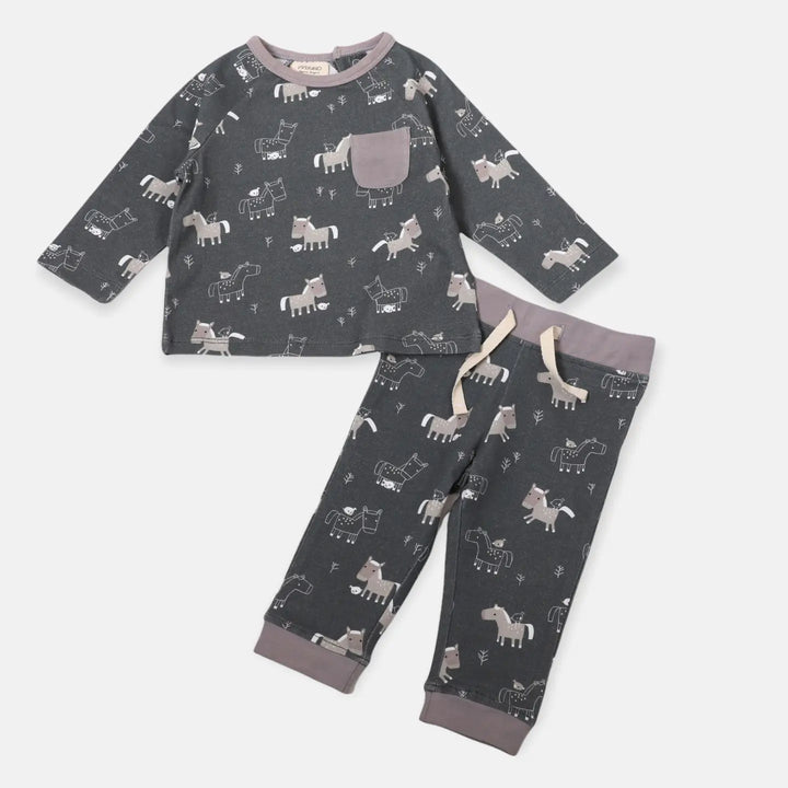S/2 PLAYSUIT & JOGGER HORSE & BIRD