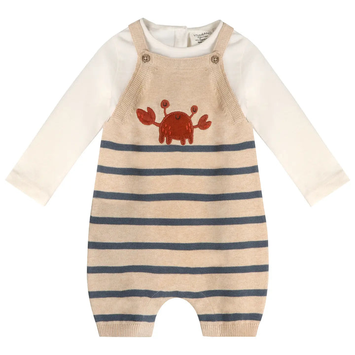 ROMPER SET CRAB EMBROIDERED KNIT