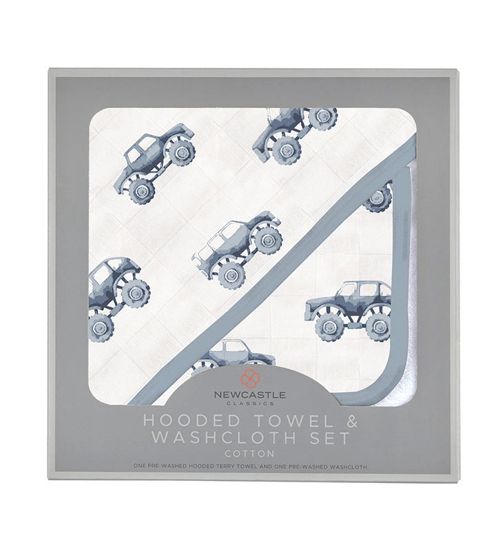 S/2 WASHCLOTH INDIGO MONSTER TRUCK