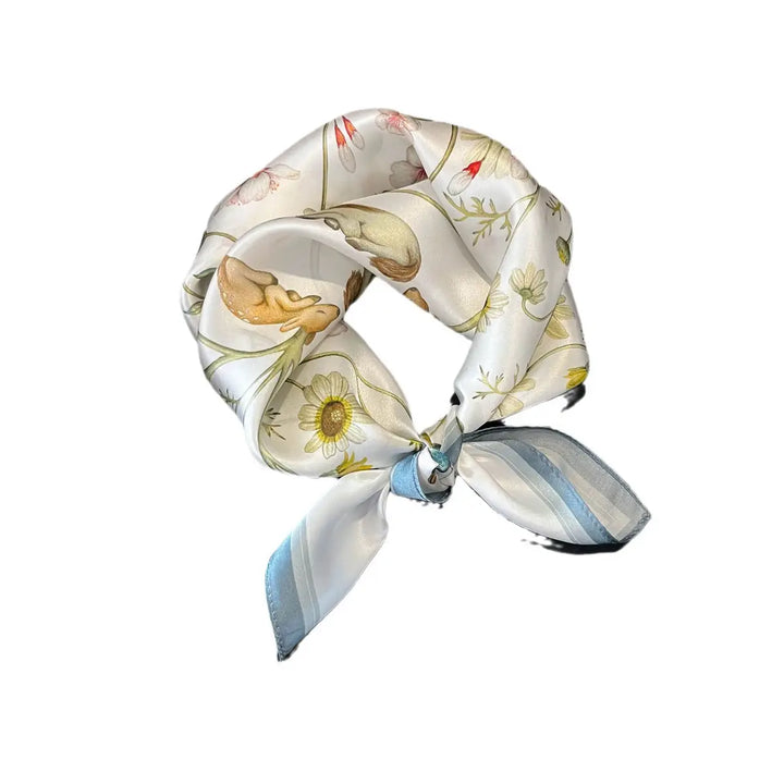 SCARF 100% SILK BOTANICAL DARK GREEN