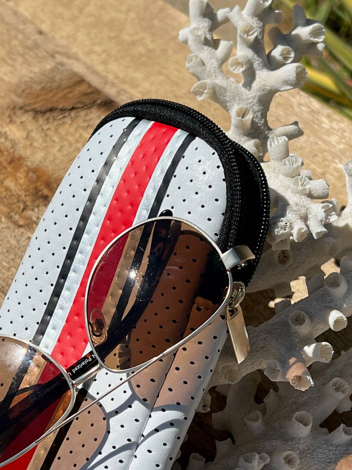 SUNGLASS CASE WHT/RED #78698