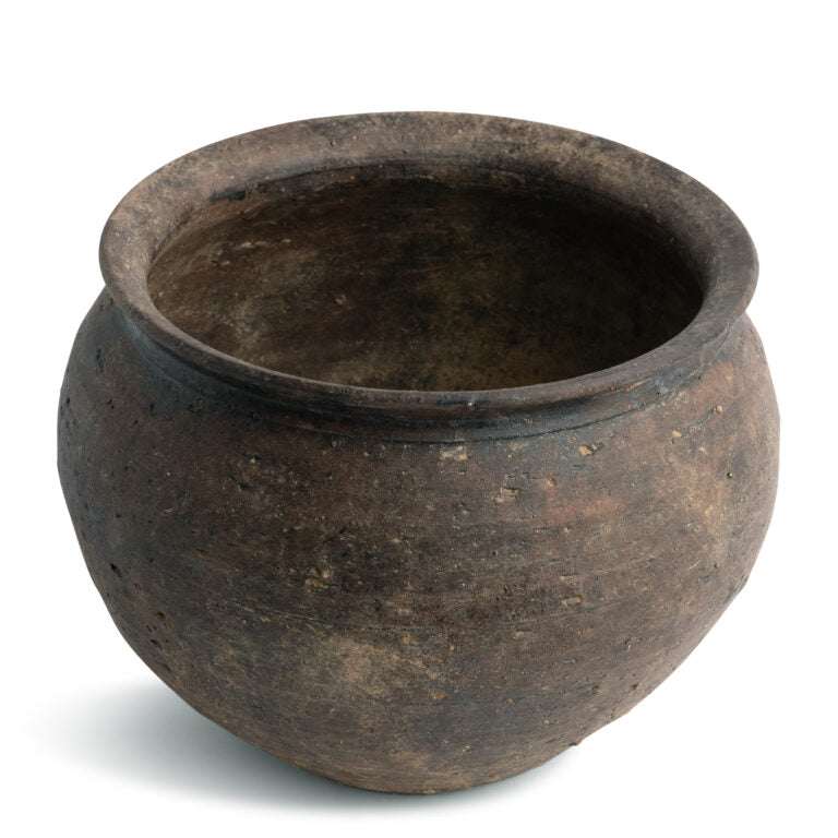 VASE CURVED BROWN CERAMIC