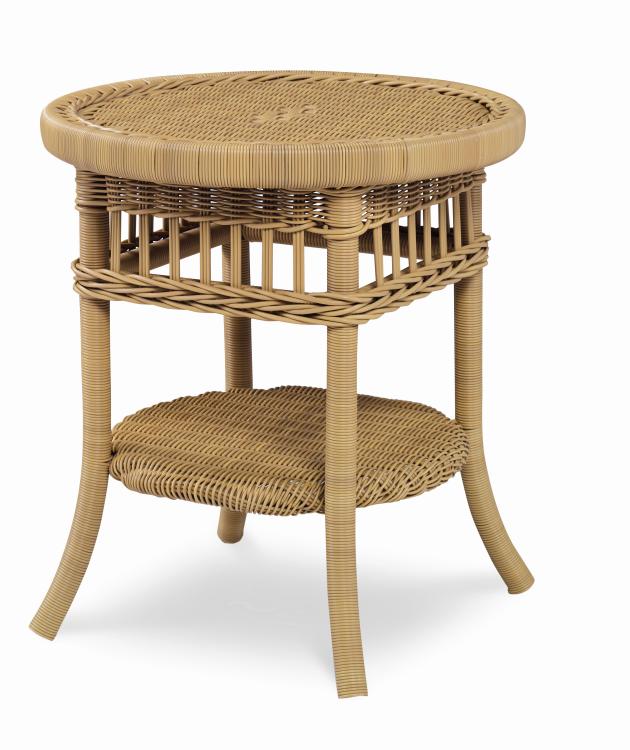 MAINLAND WICKER SIDE TABLE W/TEMPERED GLASS