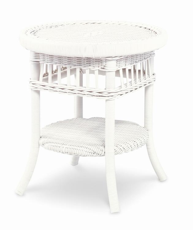 MAINLAND WICKER SIDE TABLE W/TEMPERED GLASS
