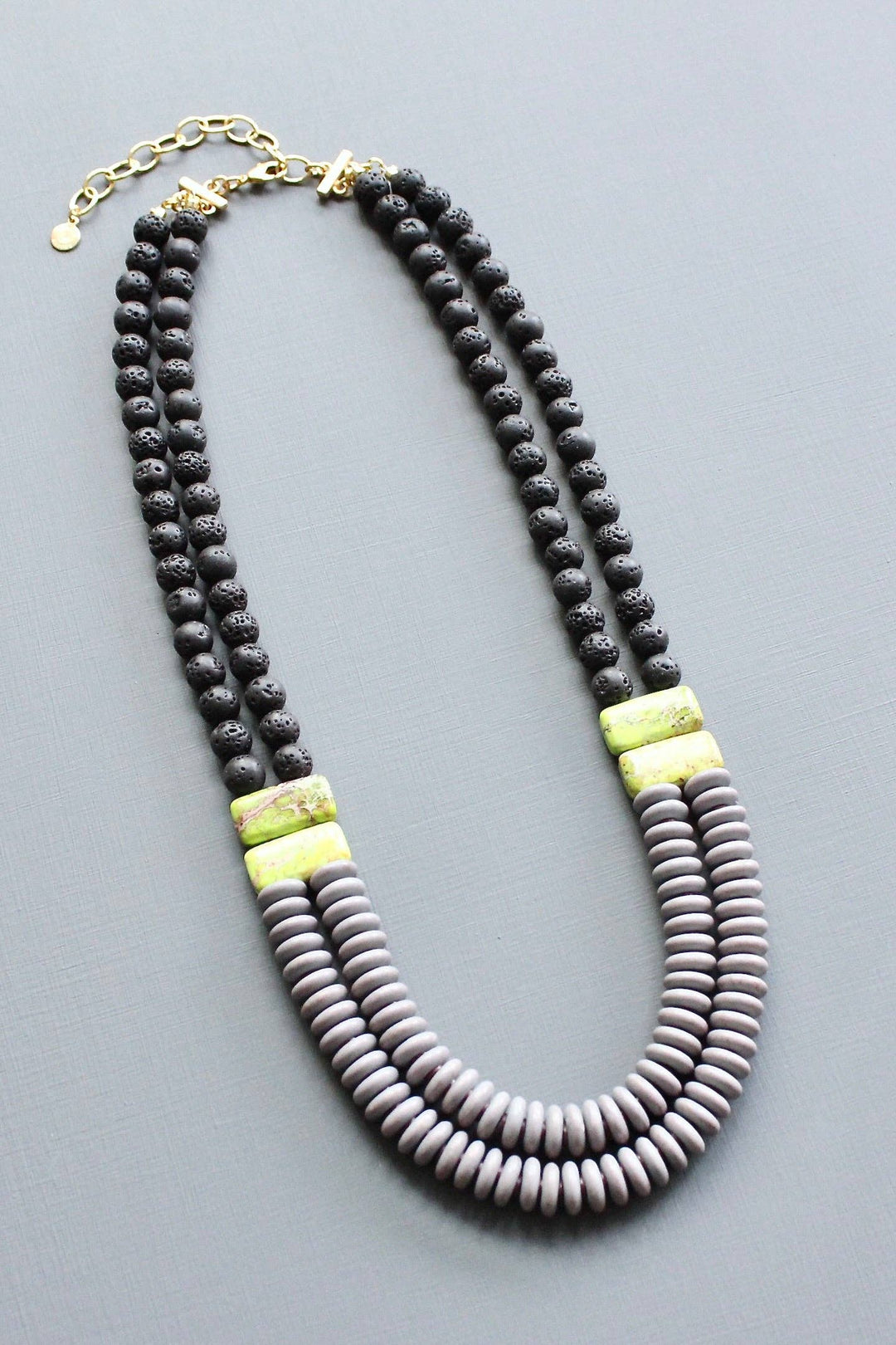 NECKLACE DOUBLE STRAND LAVENDER AND BLACK