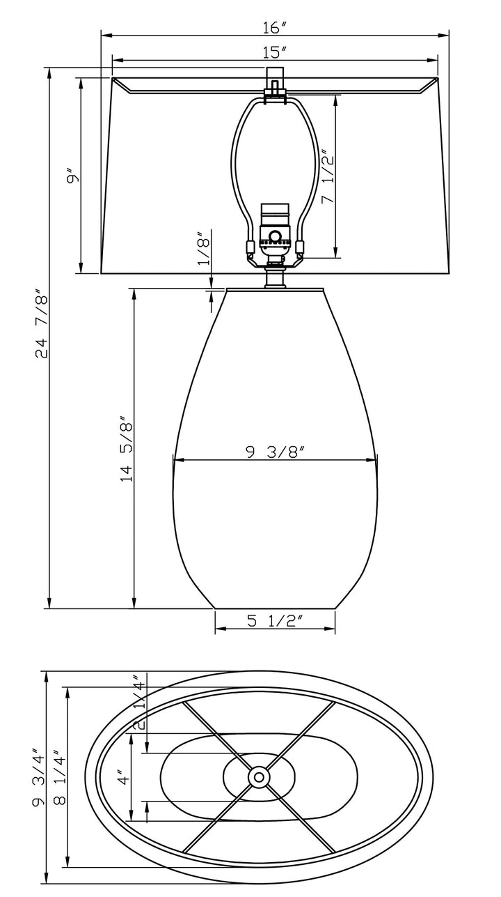TABLE LAMP BEIGE GLASS OVAL