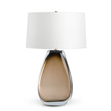 TABLE LAMP BEIGE GLASS OVAL