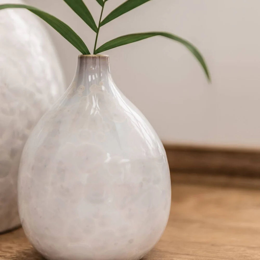 VASE TEARDROP CRYSTALLINE CANDENT WHITE