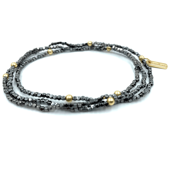 BRACELET BLACK HEMATITE GOLD