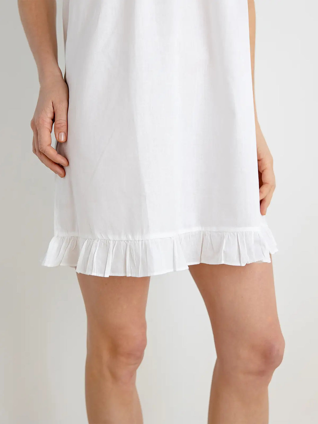 NIGHTGOWN WHITE COTTON BUTTERFLY SLEEVE