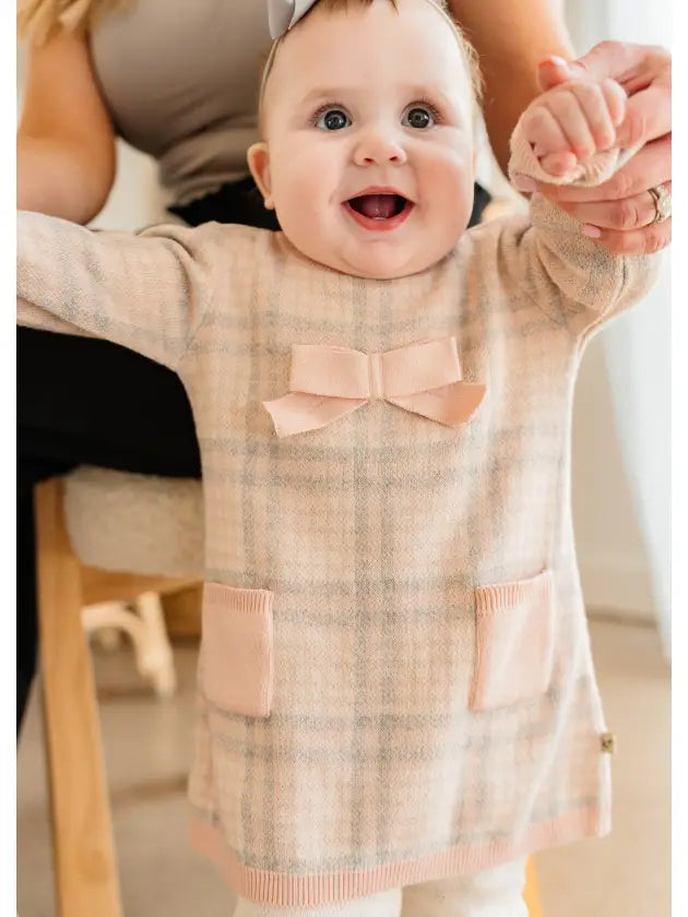 BABY DRESS BOW CHECKERED