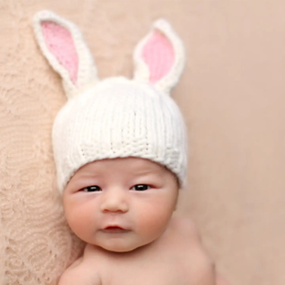 BABY HAT BUNNY WHITE PINK