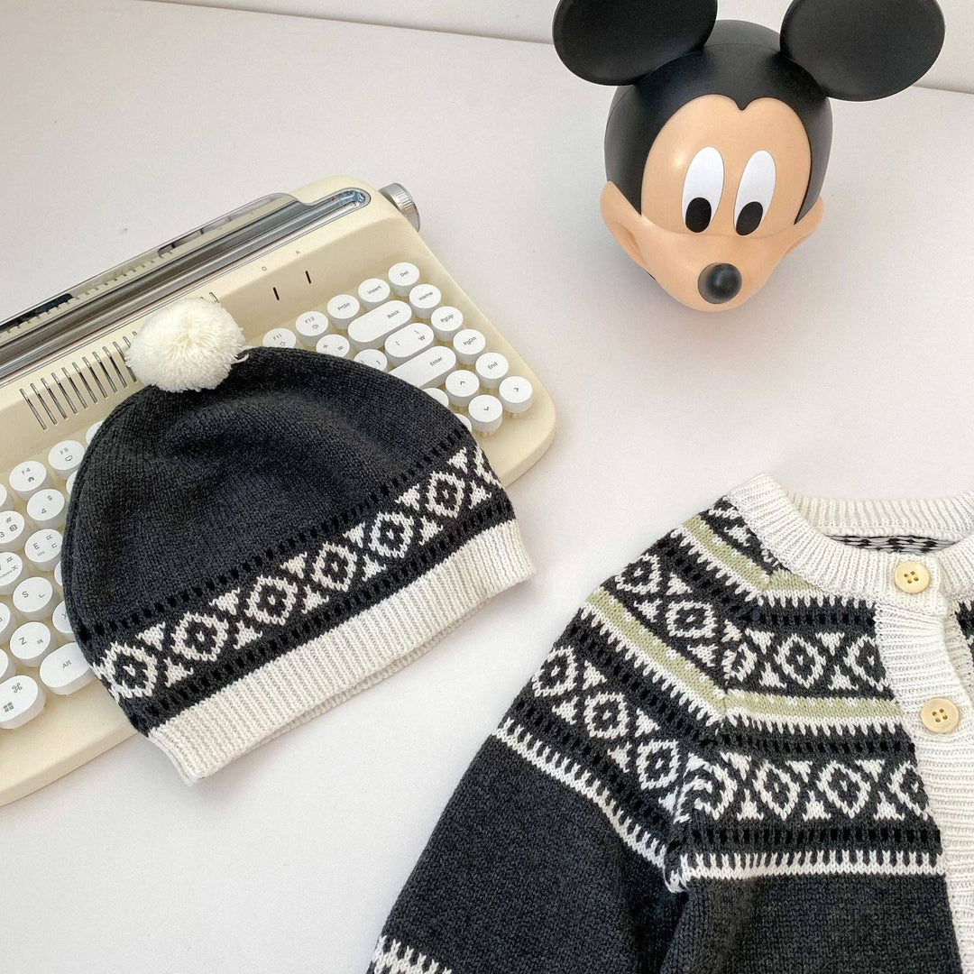 ROMPER GEOMETRIC PATTERN GREY NO HAT