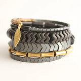 BRACELET WITH PLATED HEMATITE, BRASS AND MAGNESITE