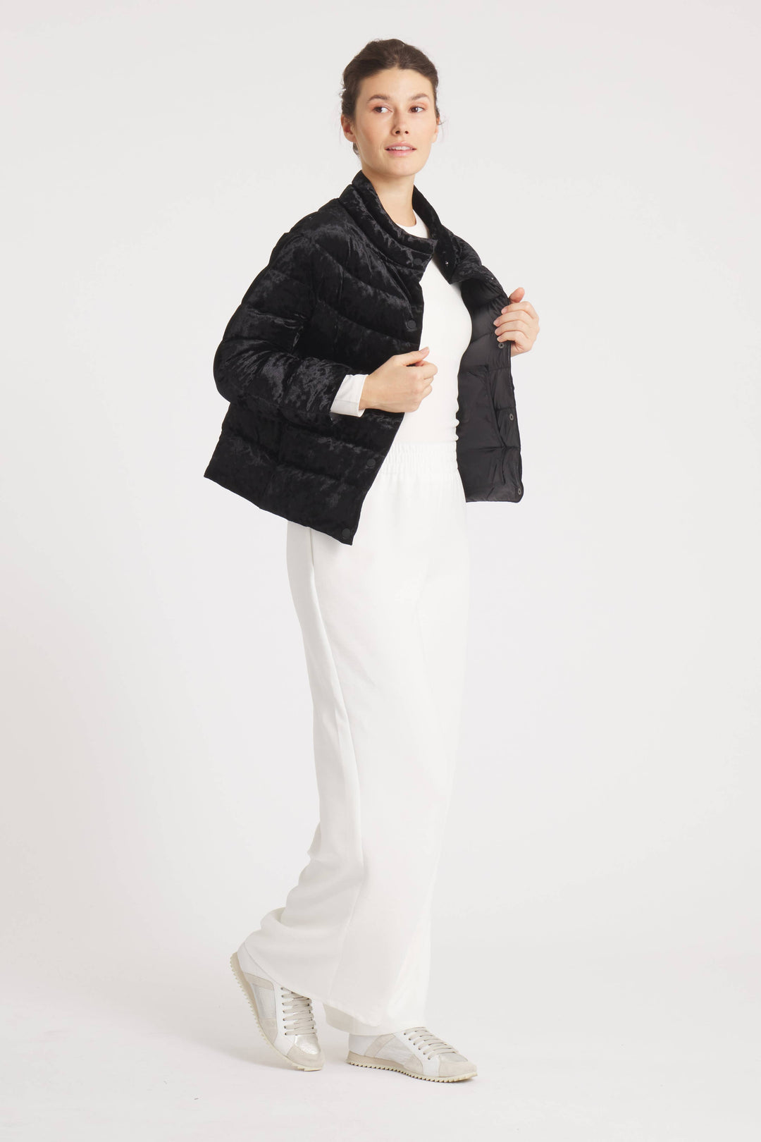 3/4 SLEEVE JACKET VELOUR DOWN MIDNIGHT BLACK THE SOHO