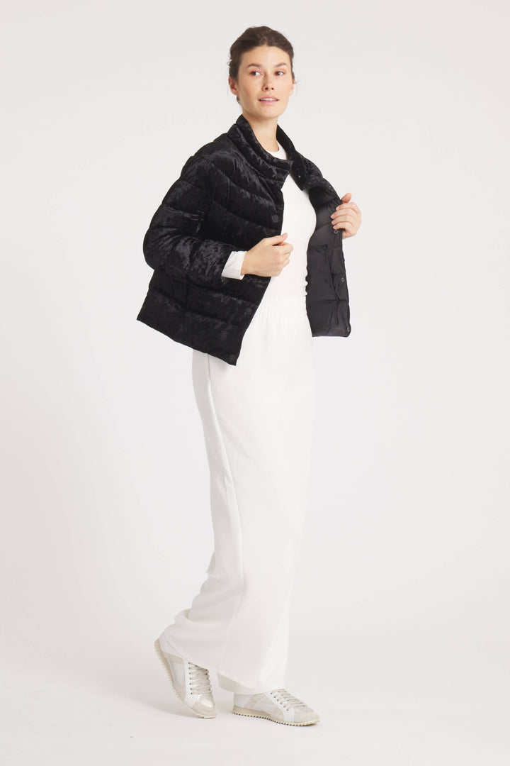 3/4 SLEEVE JACKET VELOUR DOWN MIDNIGHT BLACK THE SOHO
