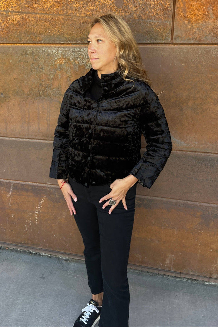 3/4 SLEEVE JACKET VELOUR DOWN MIDNIGHT BLACK THE SOHO
