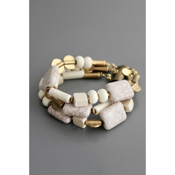 BRACELET MAGNESITE & BRASS TRIPLE
