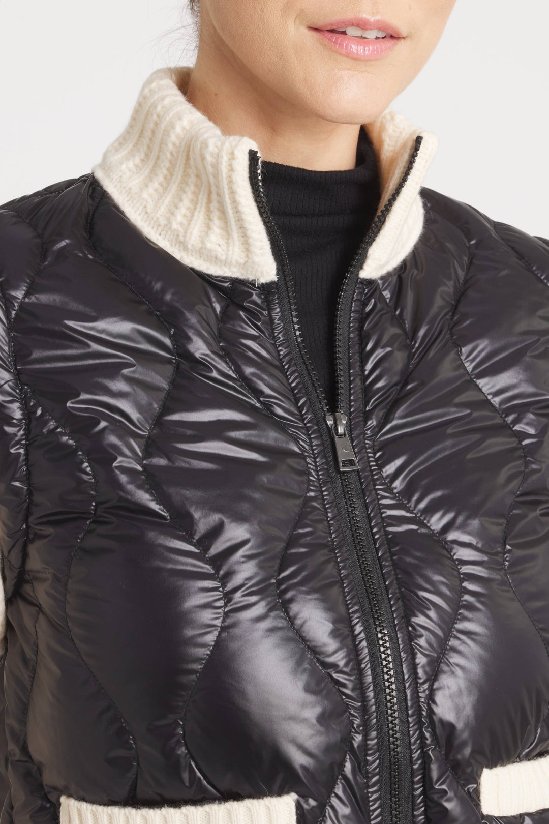JACKET WOOL QUILTED DOWN MIDNIGHT BLACK BEIGE THE HYDE