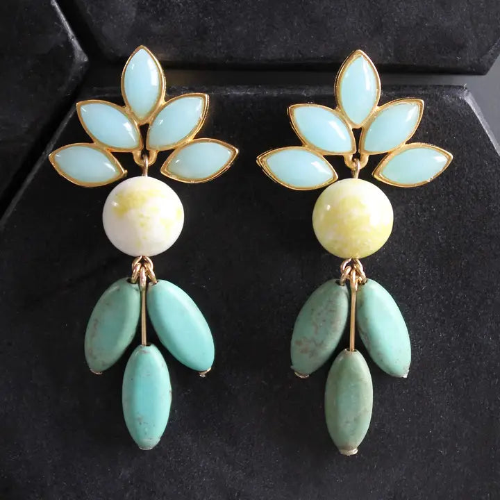 EARRINGS WITH VINTAGE GLASS AND TURQUOISE