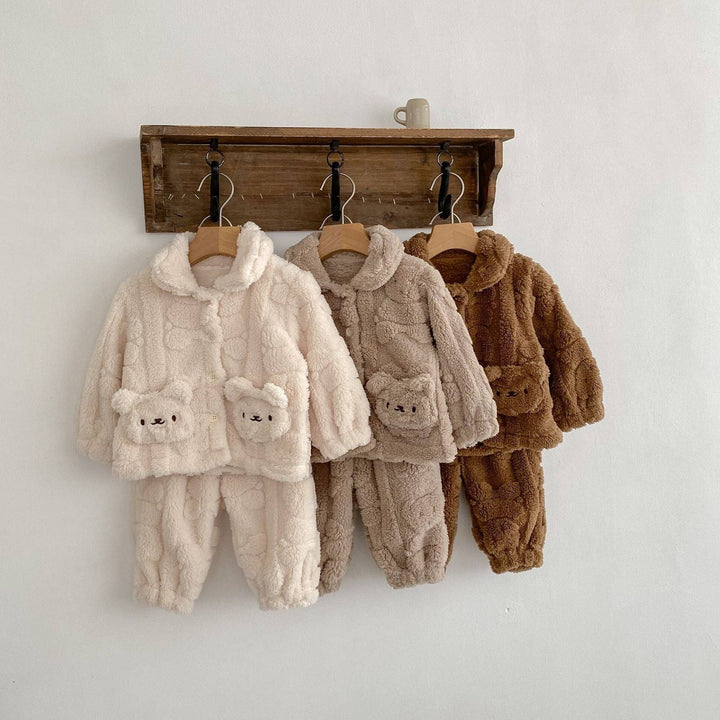 S/2 CARDIGAN & PANTS PLUSH BEAR