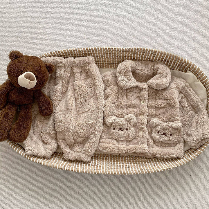 S/2 CARDIGAN & PANTS PLUSH BEAR