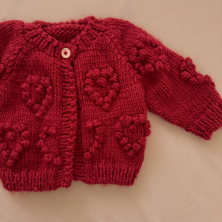 CARDIGAN POPCORN RED